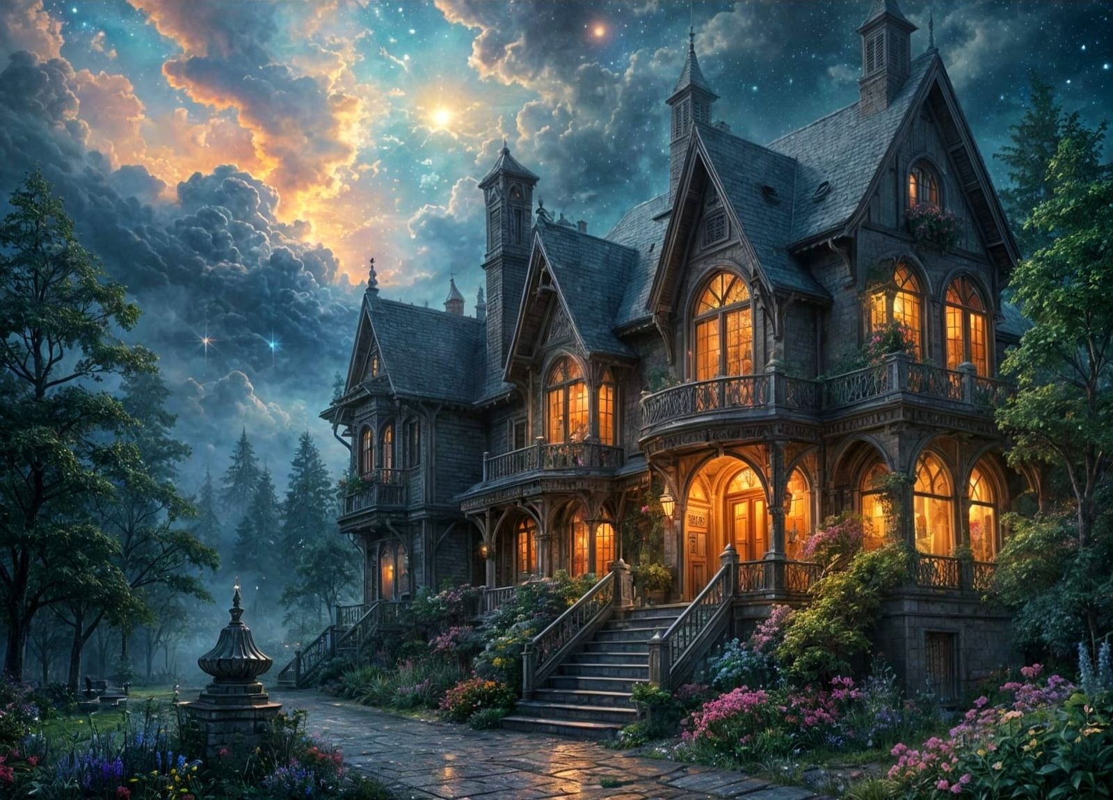 Ethereal Night Sky Illuminates Secluded Haven