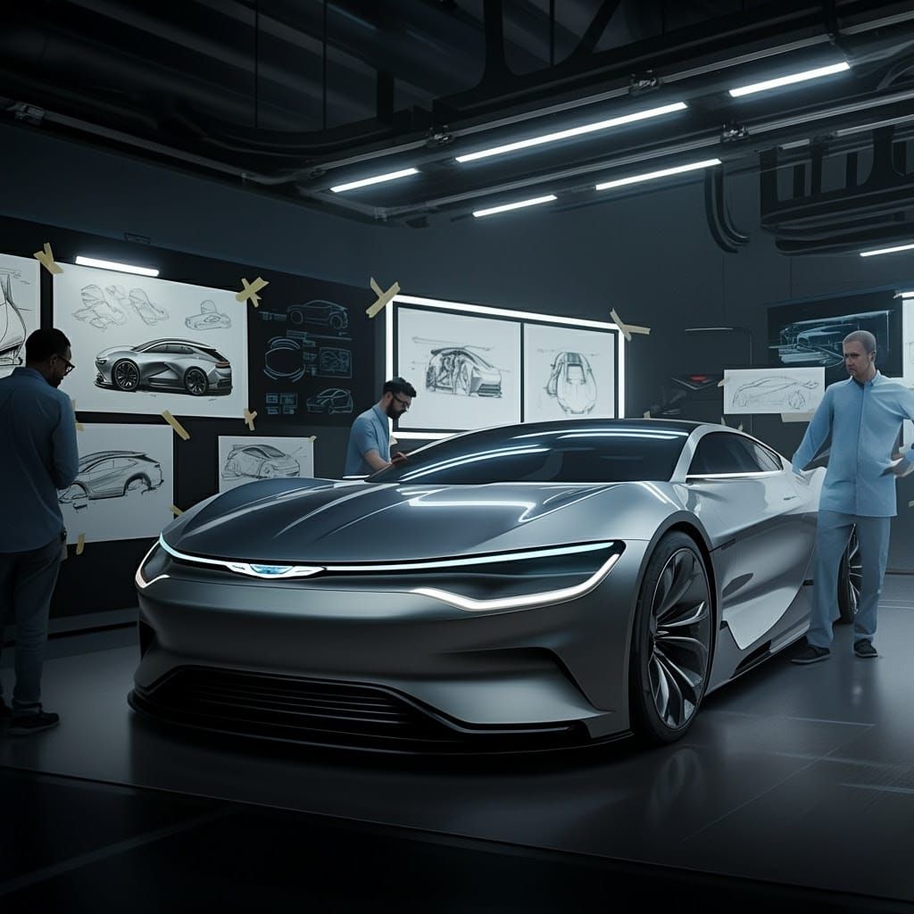 Sleek Futuristic Luxury Electric Car Concept in High-End Des...