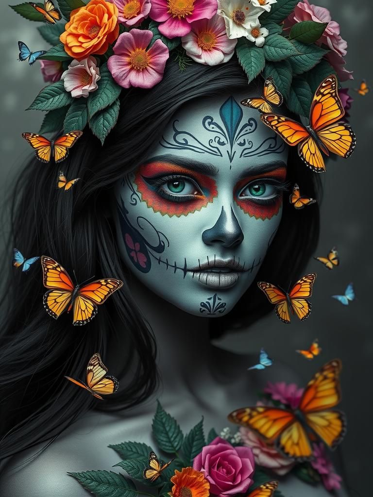 Woman with Día de los Muertos Face Paint