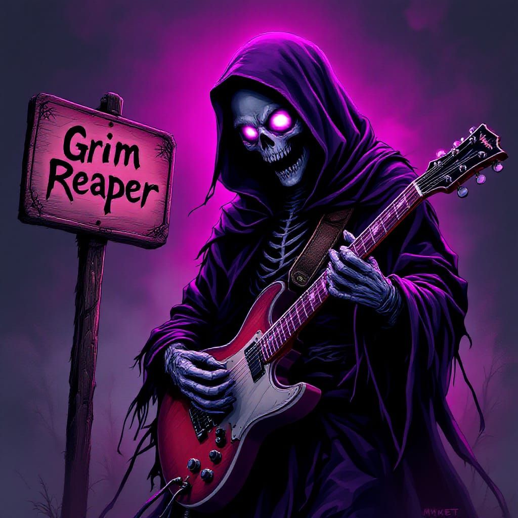 Grim Reaper Shredding on Electric Guitar