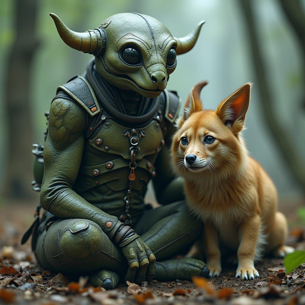 Futurepunk Alien Guardian Protecting Earth Animals