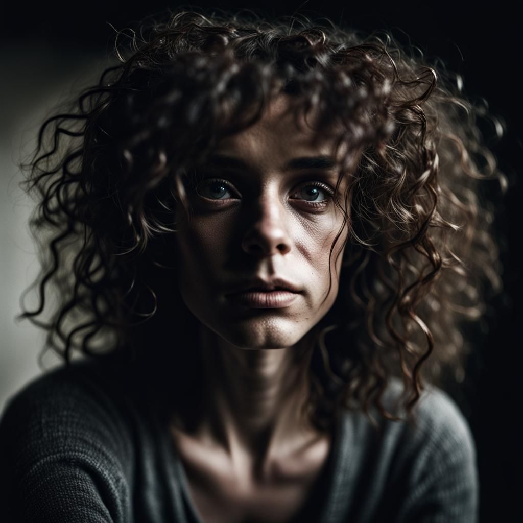 Intimate Portrait of Curly-Haired Person