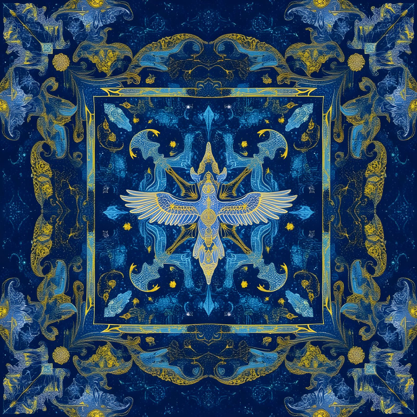 Eastern Indigo Figure in Abstract Art