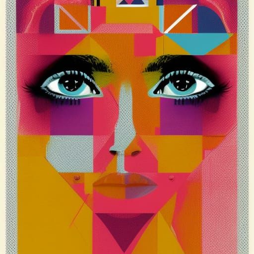 Olivia Rodrigo Pop Art Screen Print in Bauhaus Style