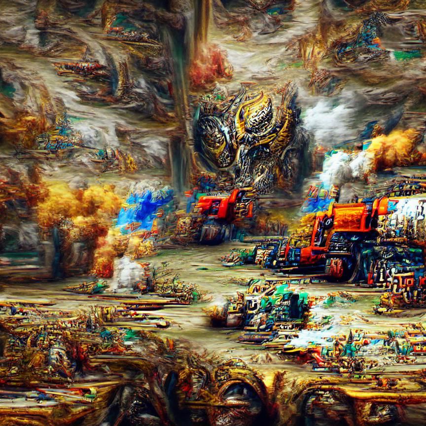 Detailed 8K Painting: Unstoppable Engine of Decimation