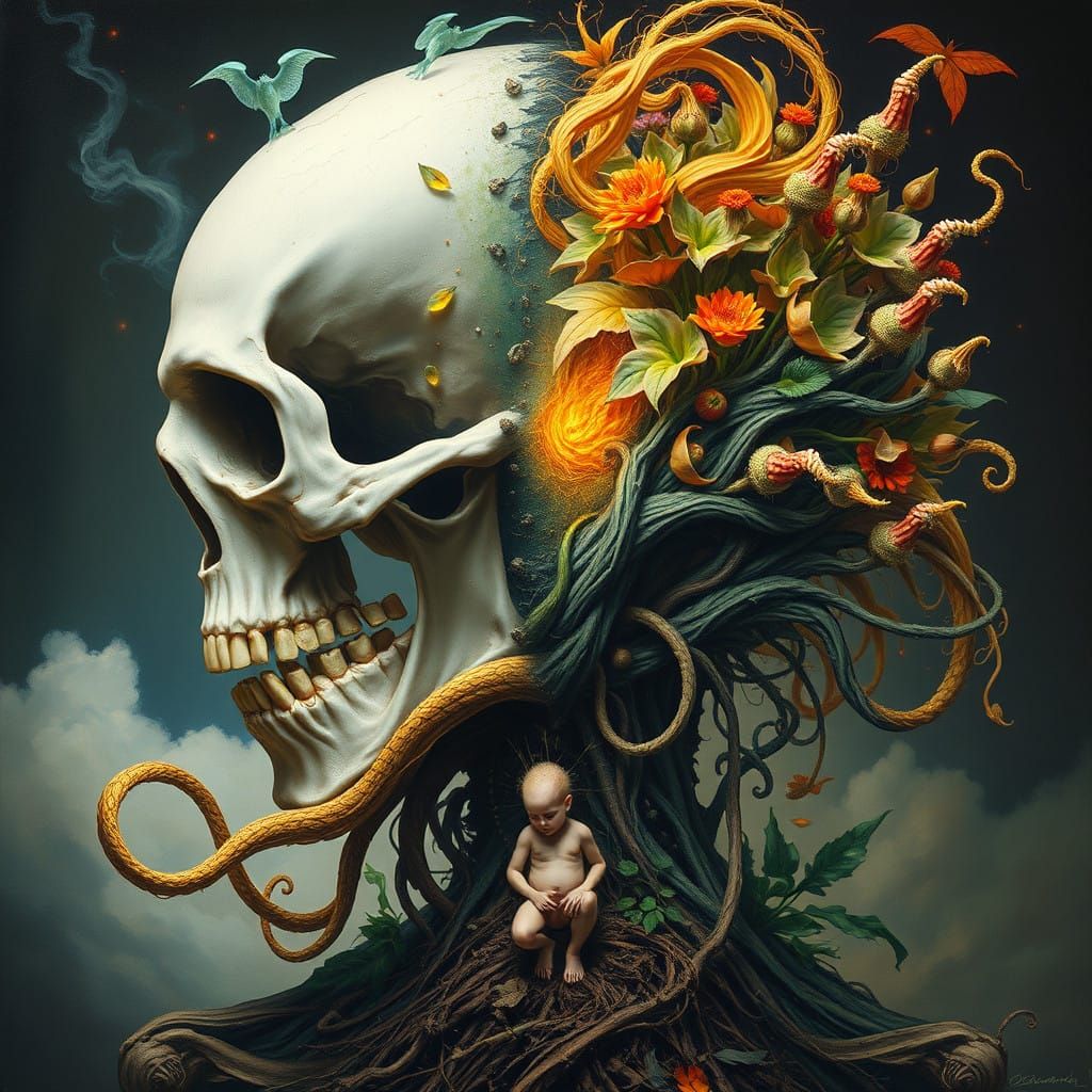 Ethereal Being Embodies Life and Death in Duality