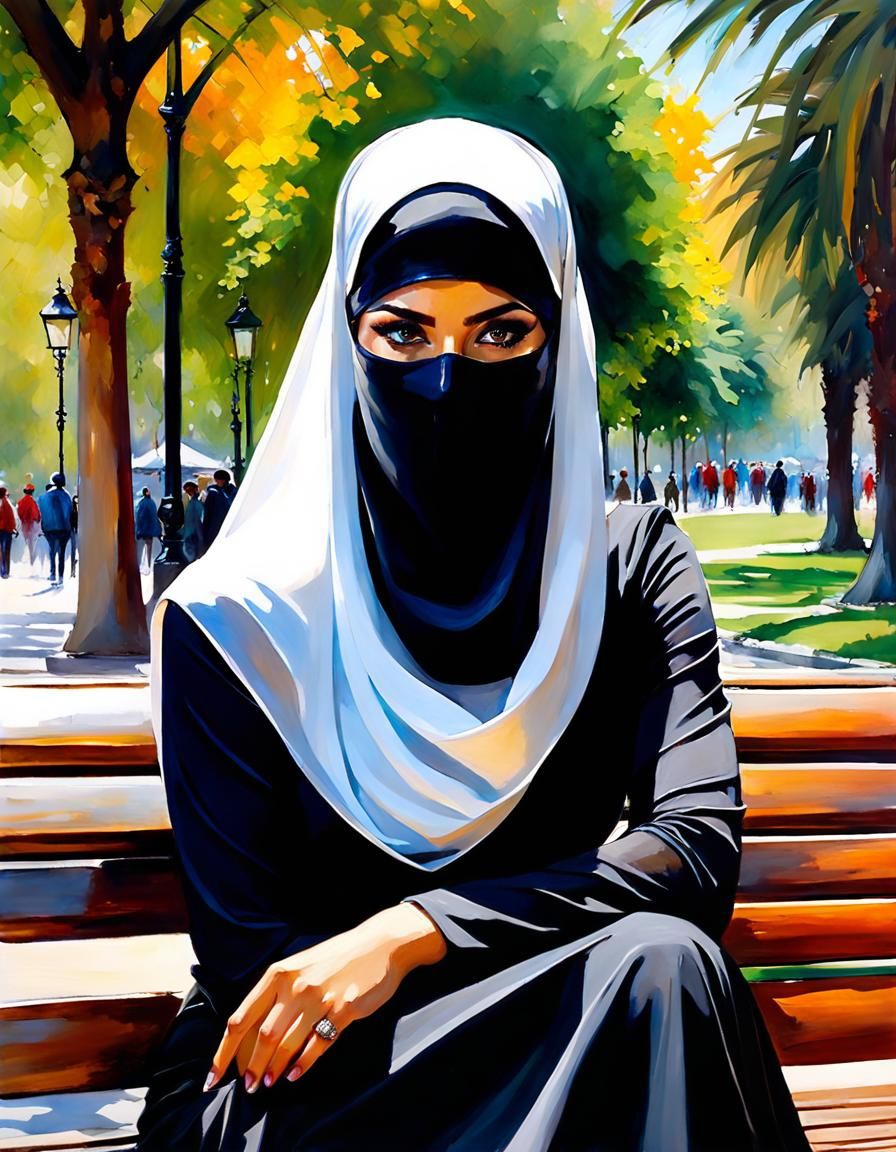 Psychedelic Alcohol Ink Portrait of Niqabi Girl