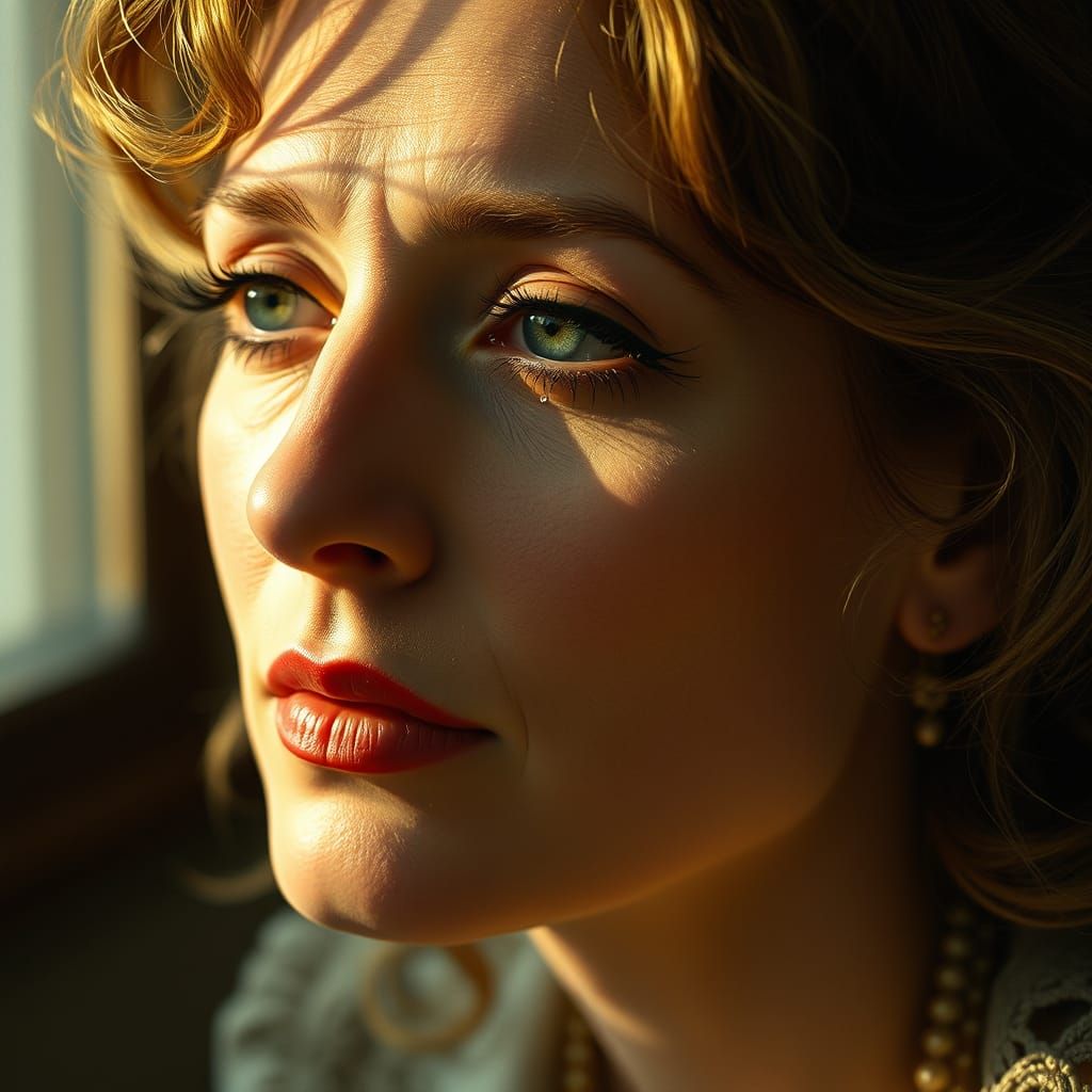 Radiant Actress in Poignant Moment of Melancholy, Inspired b...