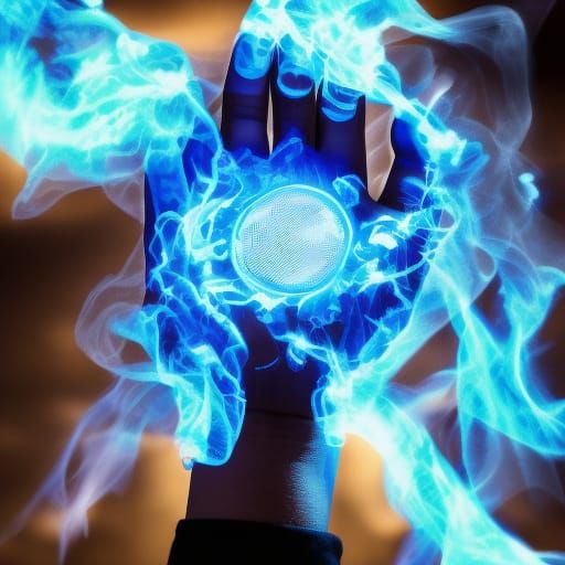 College Man with Blue Energy: Hyperrealistic Image