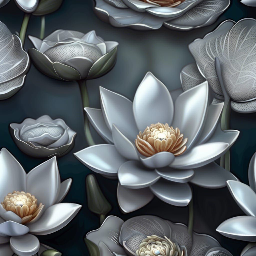 Silver lotus flowers