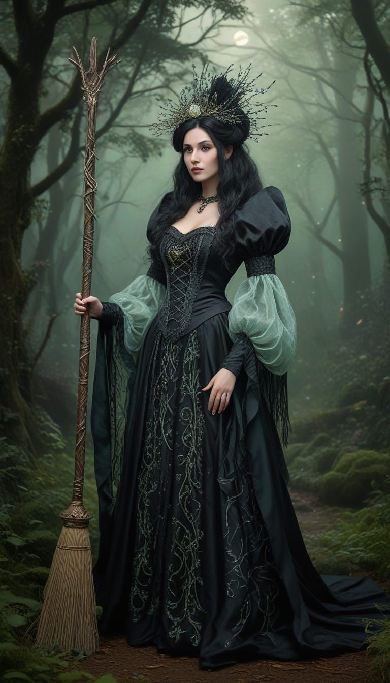 Majestic Wicked Witch in Victorian Gothic Style