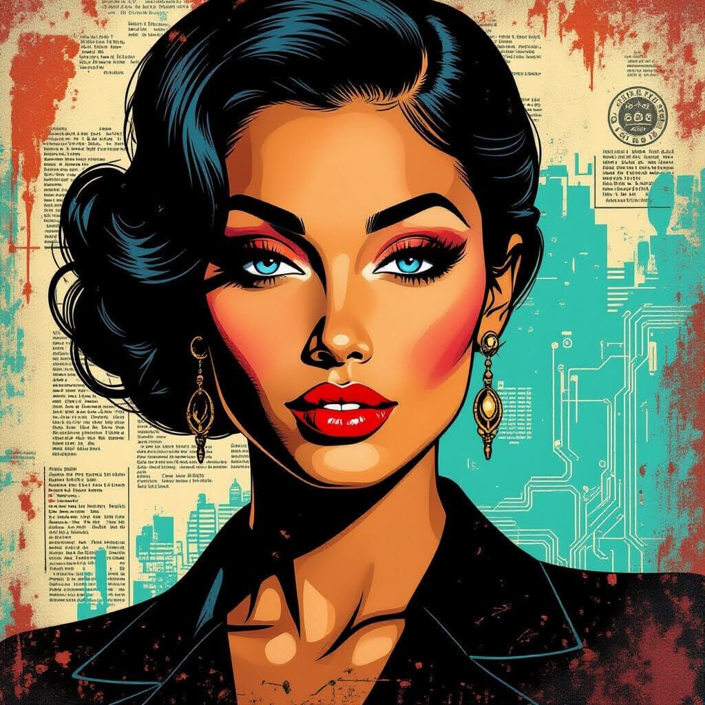 Black Woman Portrait With Piercing Blue Eye in Urban Poster ...