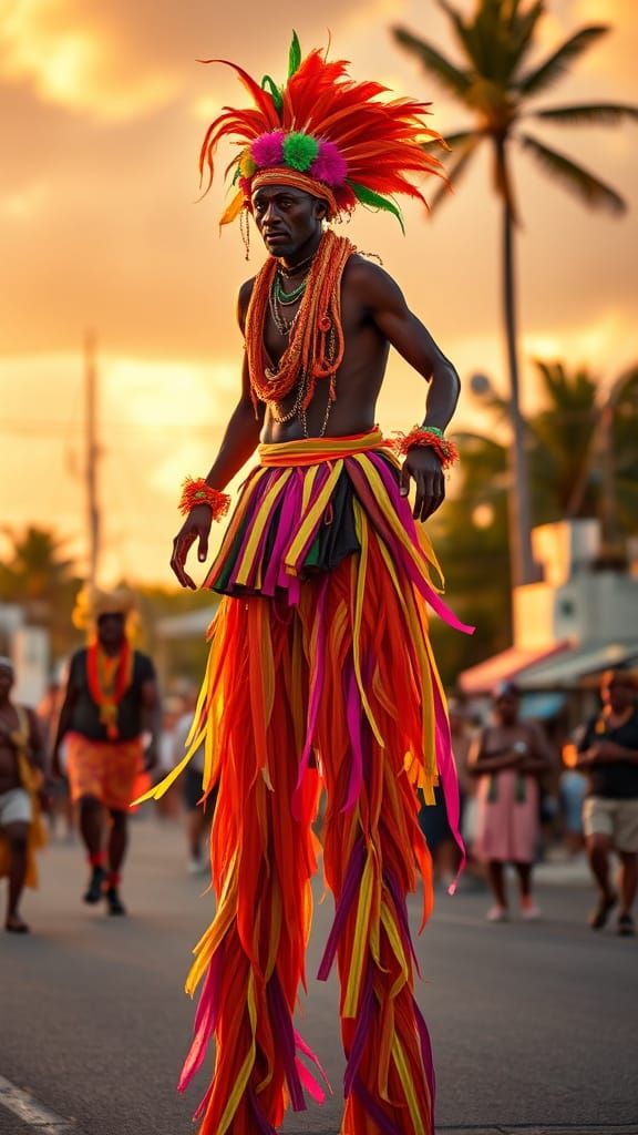 Moko Jumbie Stilt Walker in Sci-Fi Carnival Parade