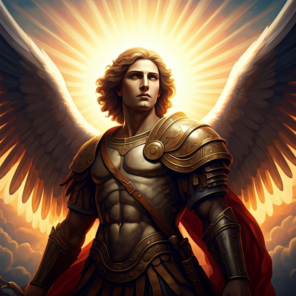 Archangel Michael Triumphs Over the Great Dragon in a Vibran...