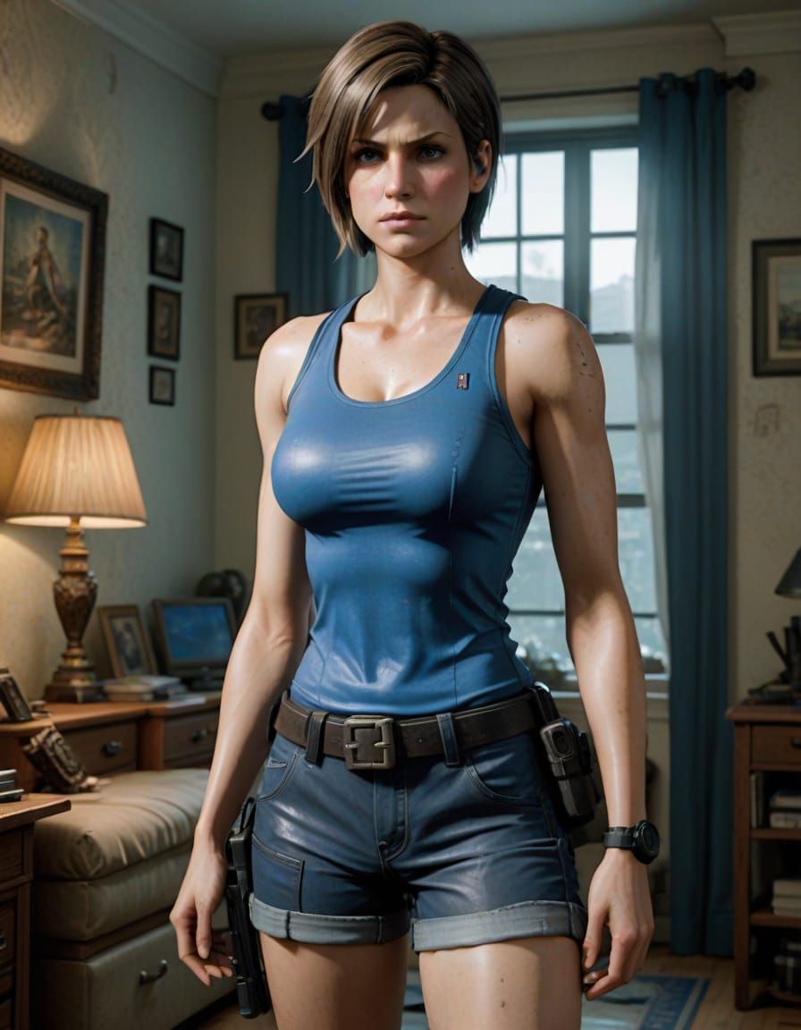 Jill Valentine in her apartment.