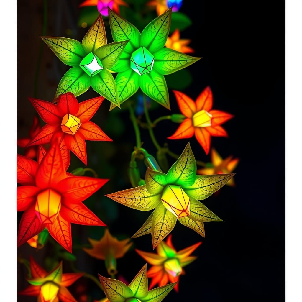 Bioluminescent Flowers at Night in Astral Style