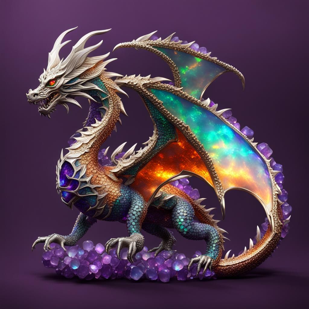 Opal and Amethyst Dragon Breathing Light