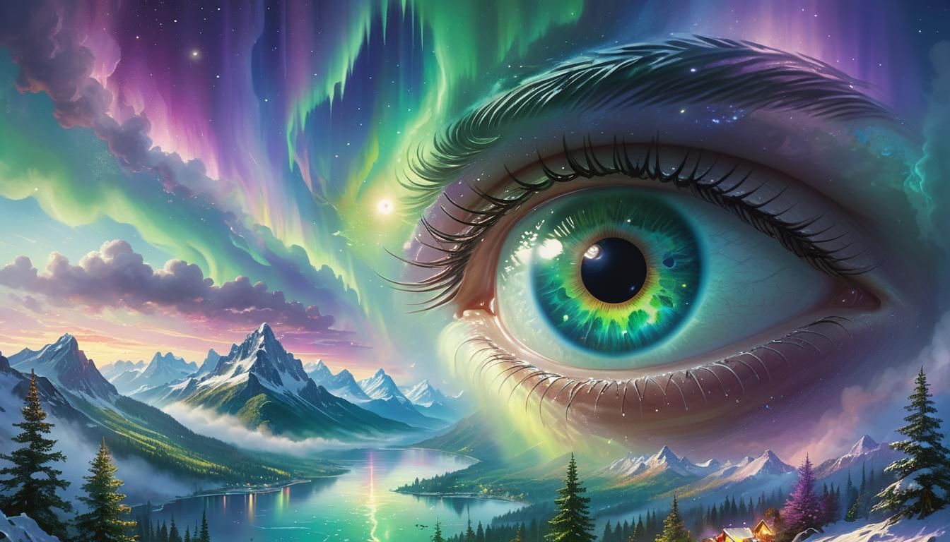 Ethereal Eye in Sky Reflects Iceland's Northern Lights