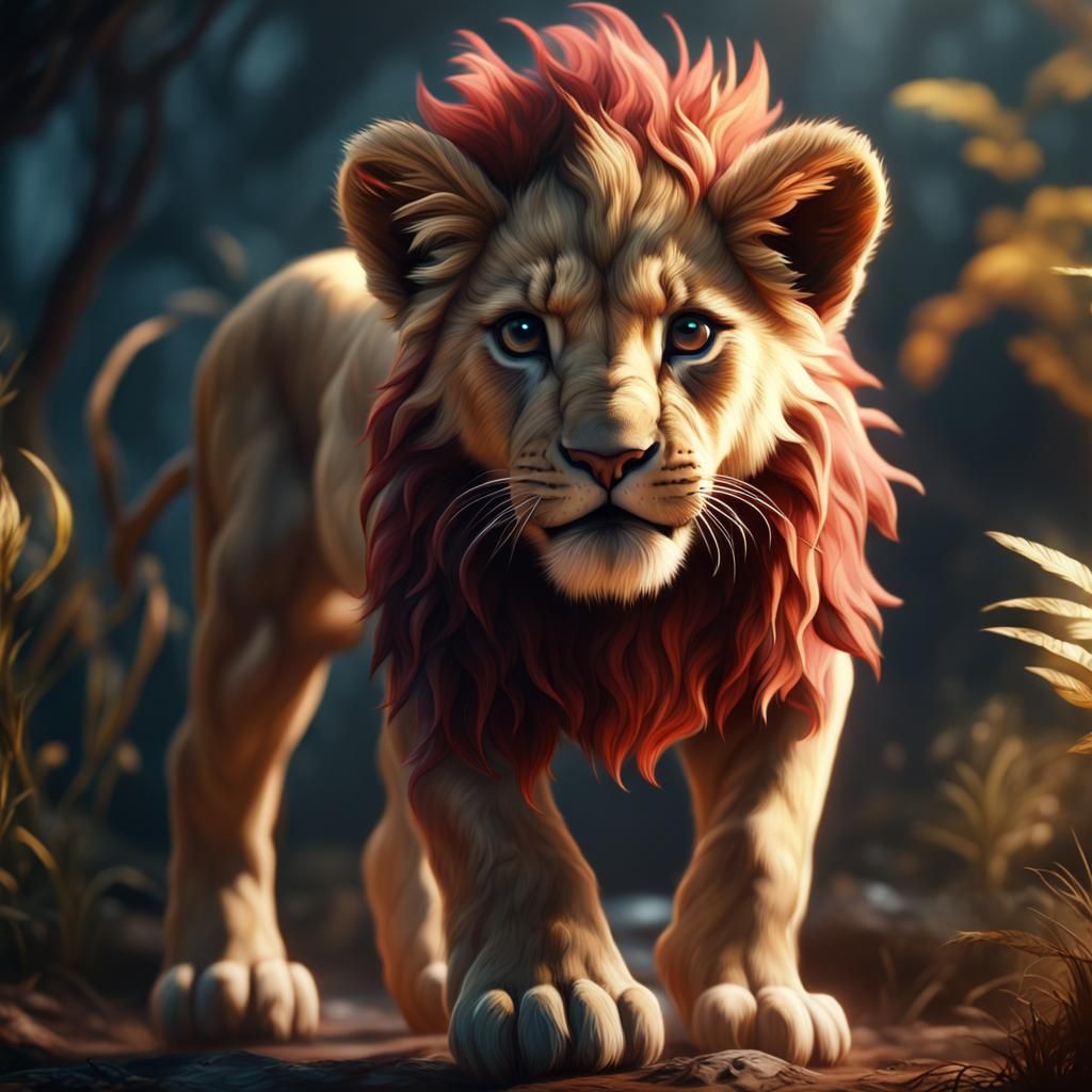 Fantastical Baby Lion Digital Painting