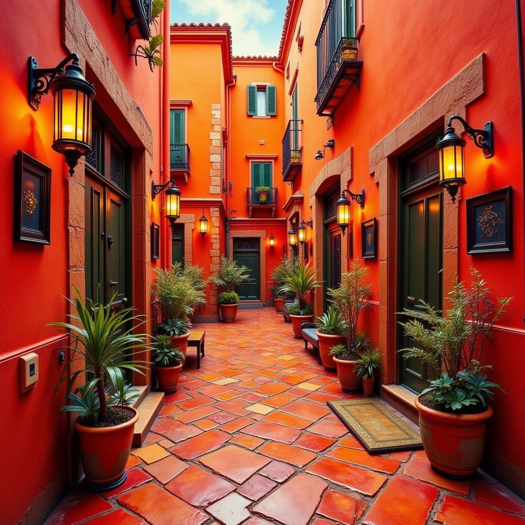 Vibrant Brick-Red Fairy Punk Scene