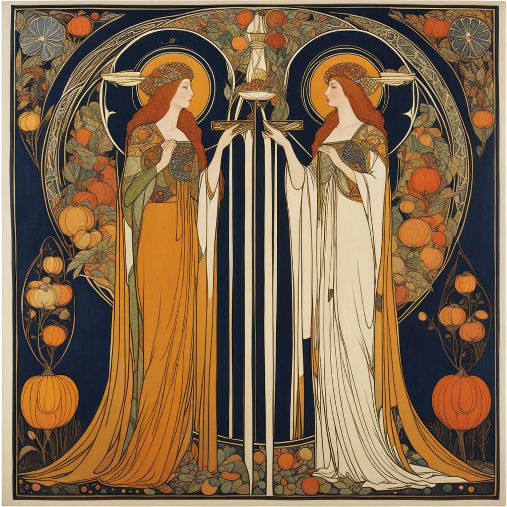 Samhain Vintage Poster in Art Nouveau Style