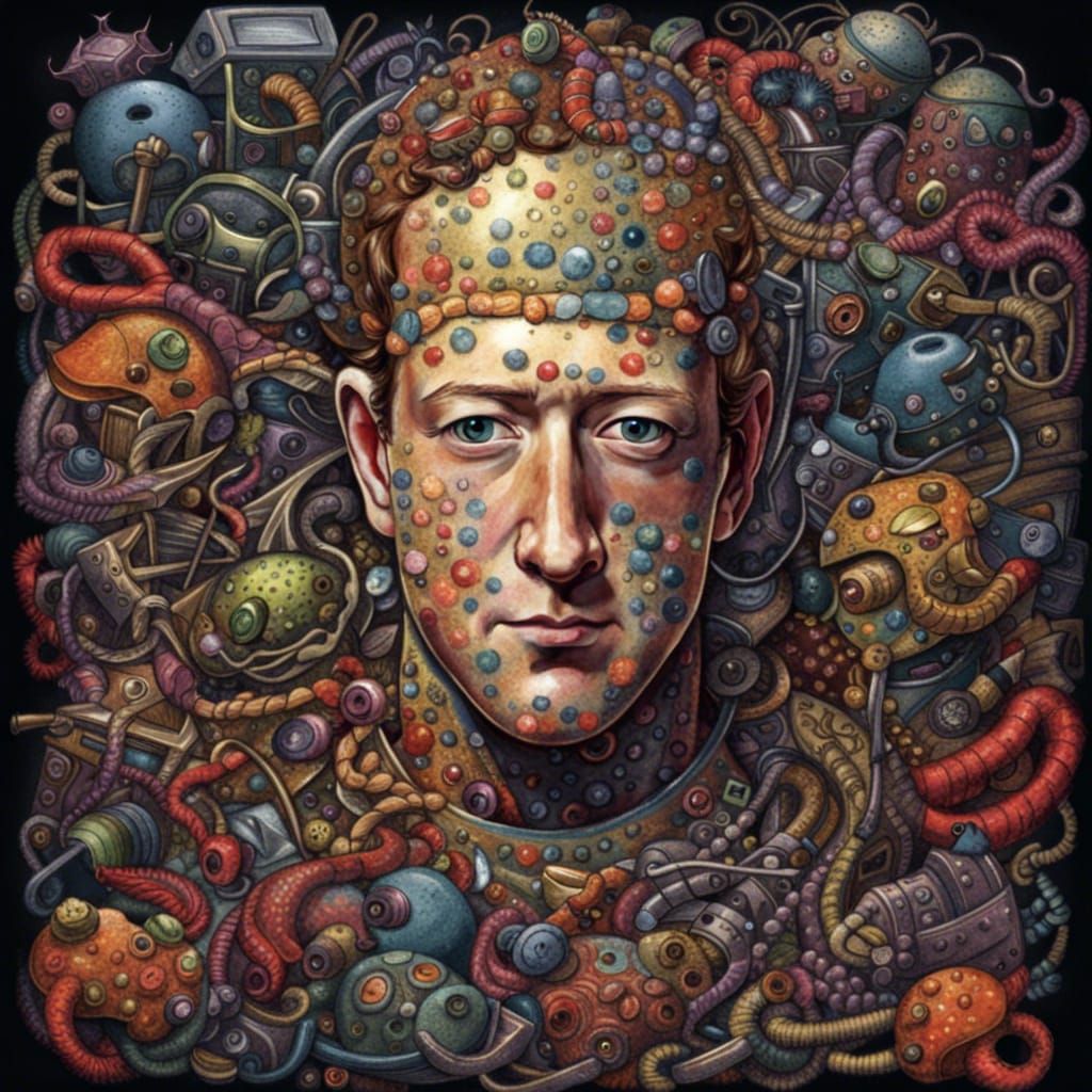 Zuckerberg in Sci-Fi Horror Pop Art Style