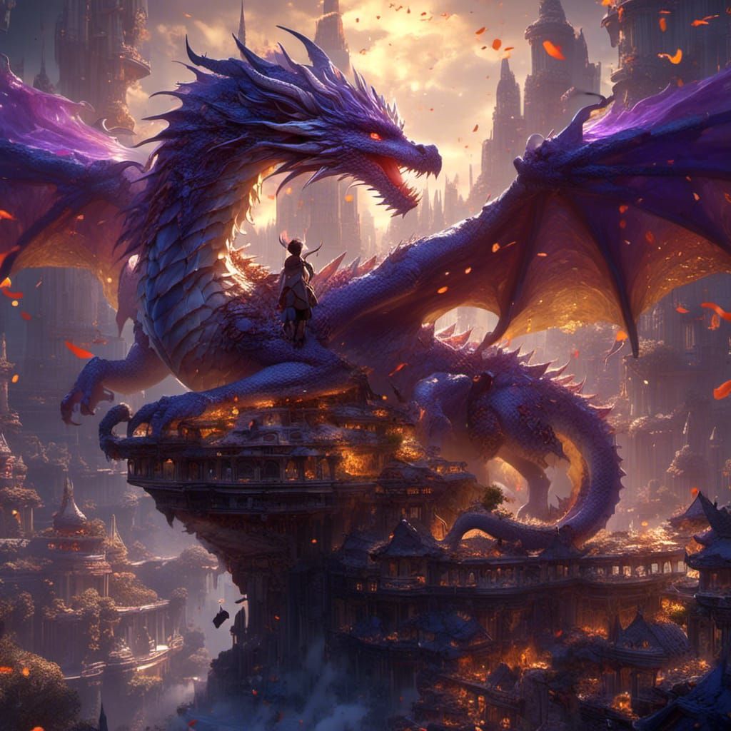 Dragon-Human Union: Dark Fantasy Art Nouveau