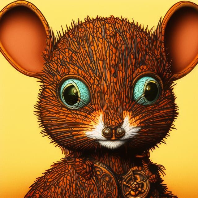 Chibi Steampunk Mouse Portrait in Detailed Matte Painting