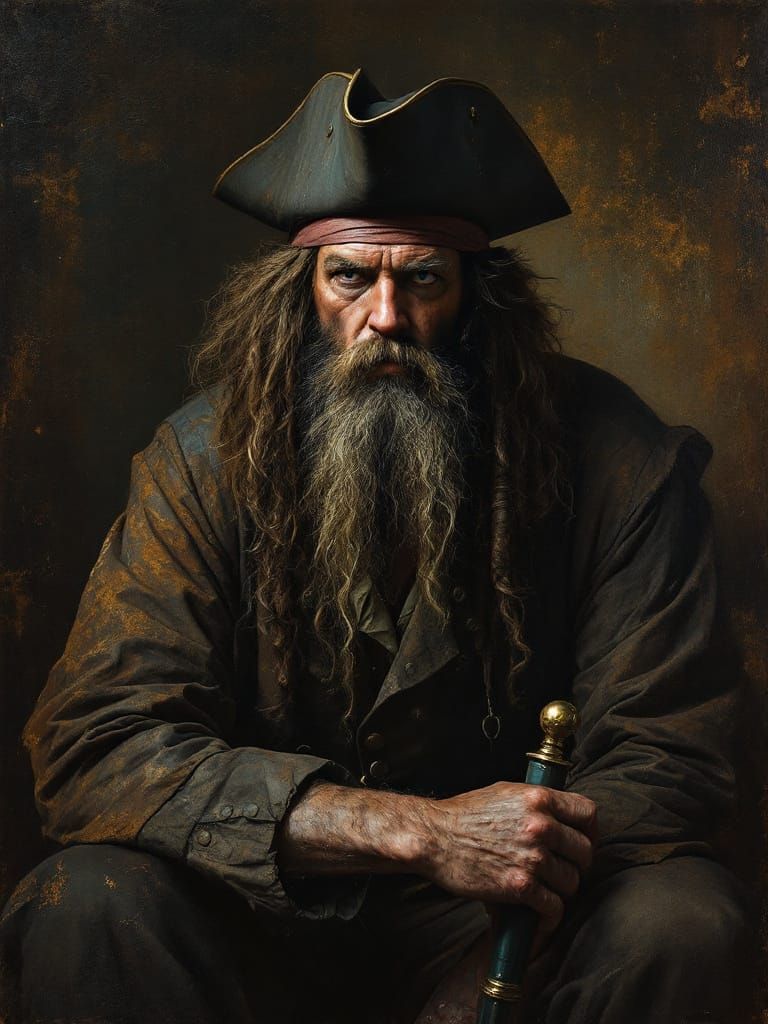 Blackbeard Portrait in Oxidized Luminous Style