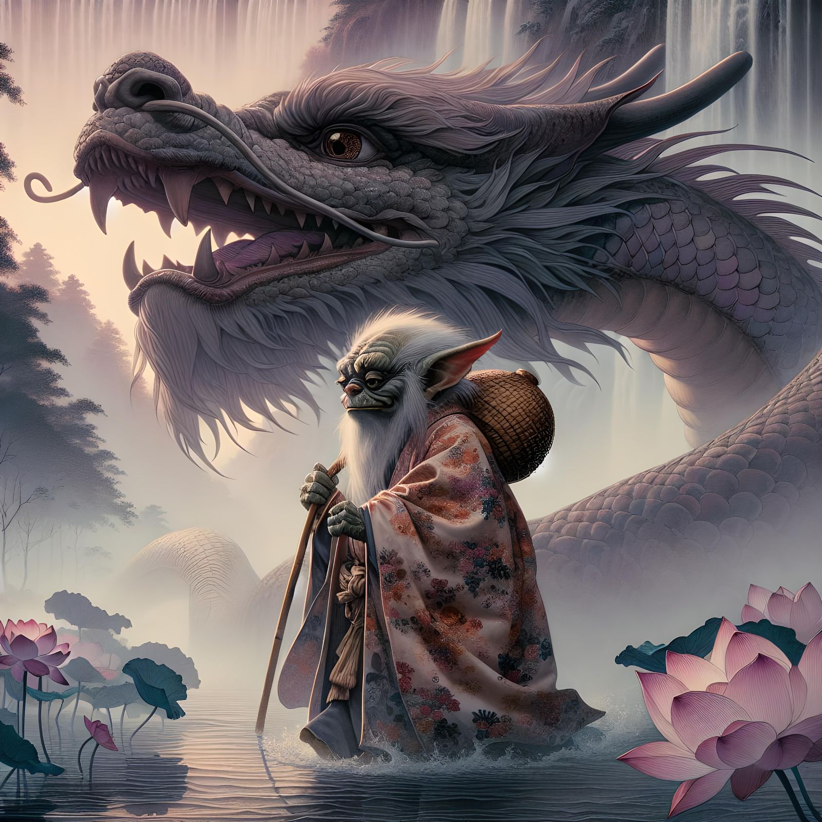 Dragon Rider in Ukiyo-e Dreamscape