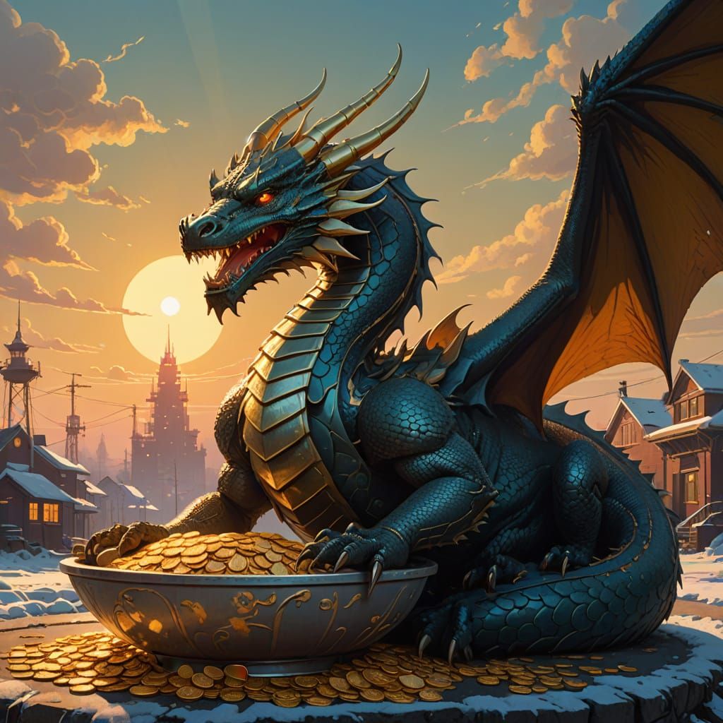 Diamond Dragon Amidst Golden Opulence