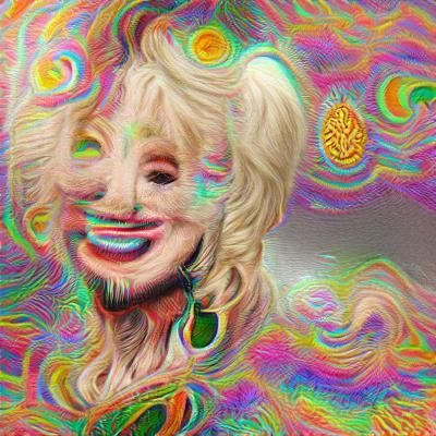 Psychedelic Dolly Parton Portrait in Vibrant Colors