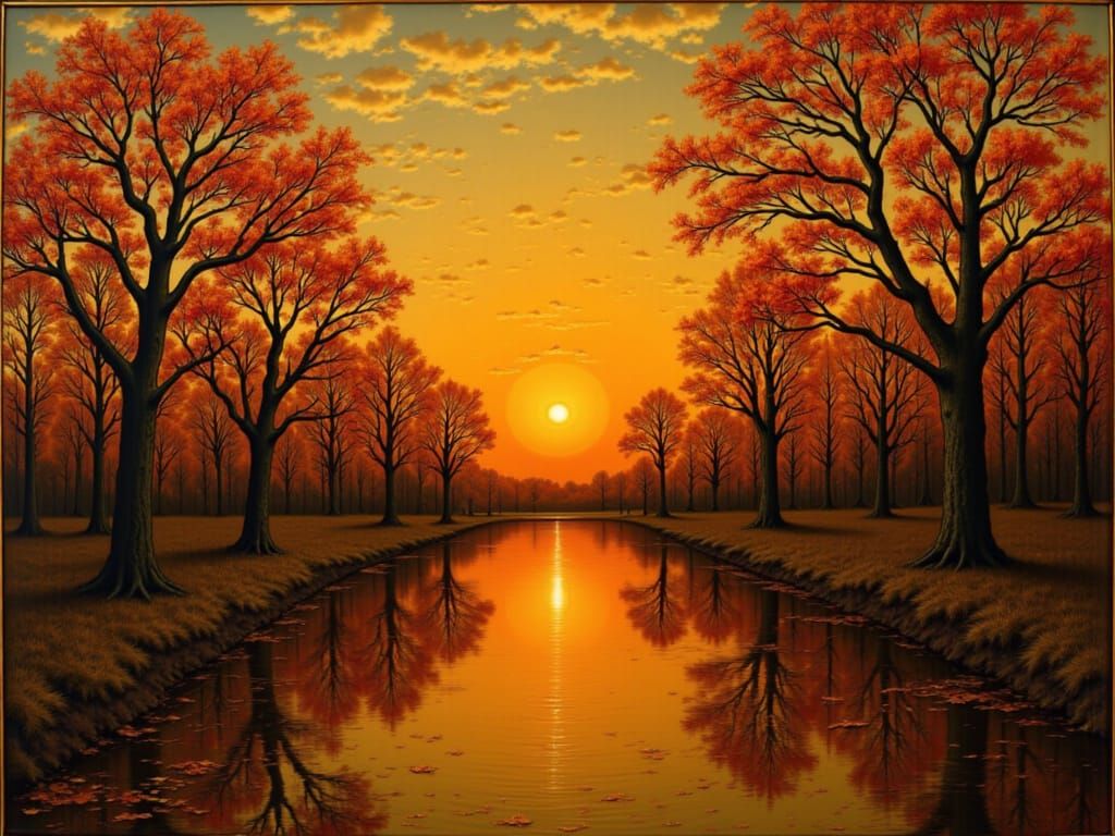 Autumn Landscape Painting in Dutch Masters Style