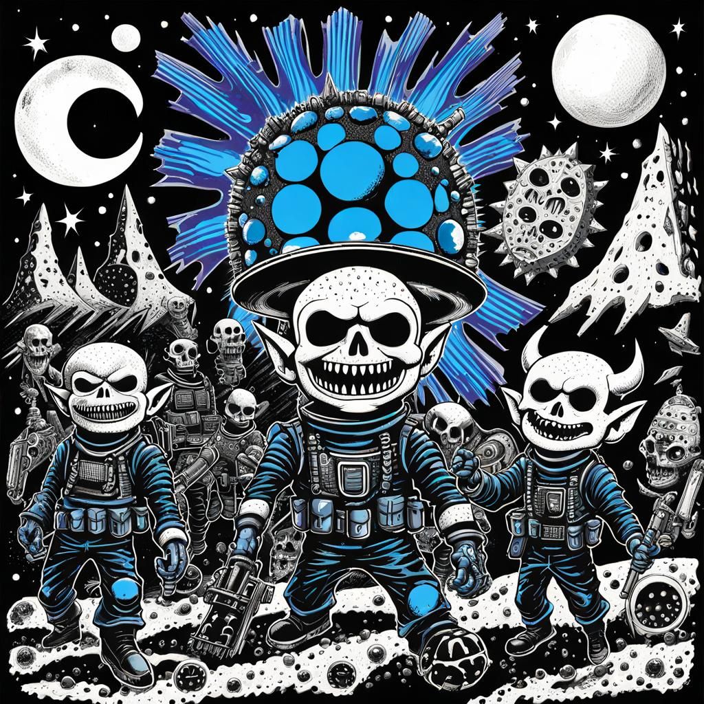 Cybernetic Warriors in Psychobilly Style