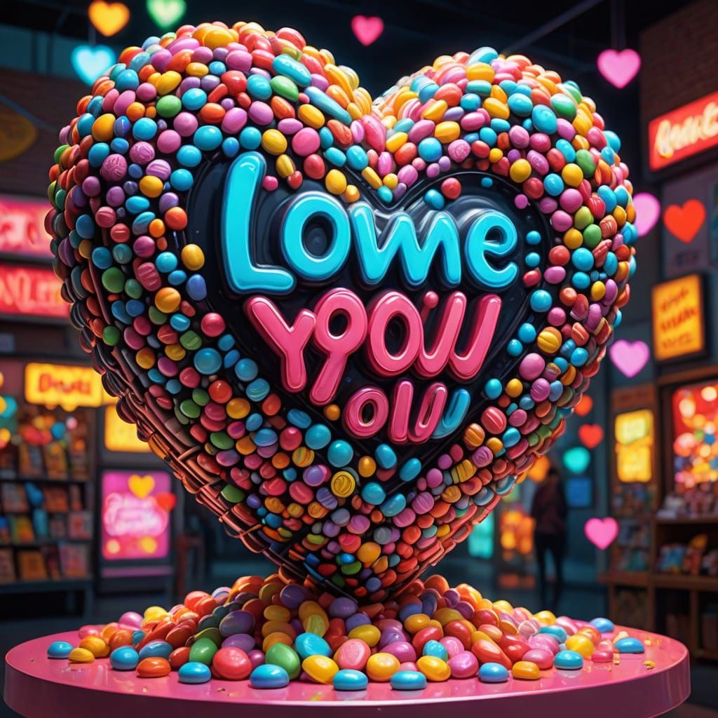 Glowing Candy Heart in Vibrant Comic Book Style