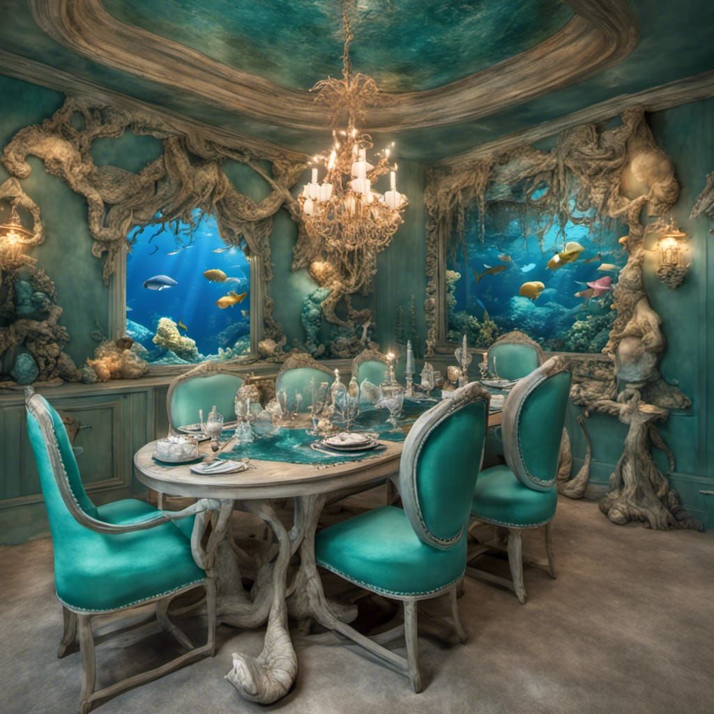 Underwater Mermaid Dining Room: A Royal Scene