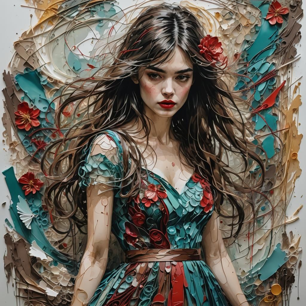 Beautiful Woman in Quilling Art Style