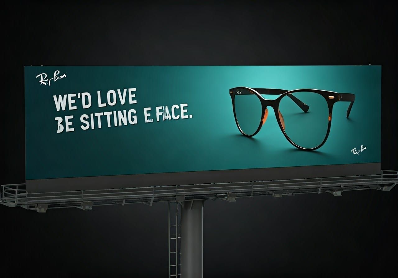 Vintage-Style Billboard Advertising Ray-Bans in 8K Resolutio...