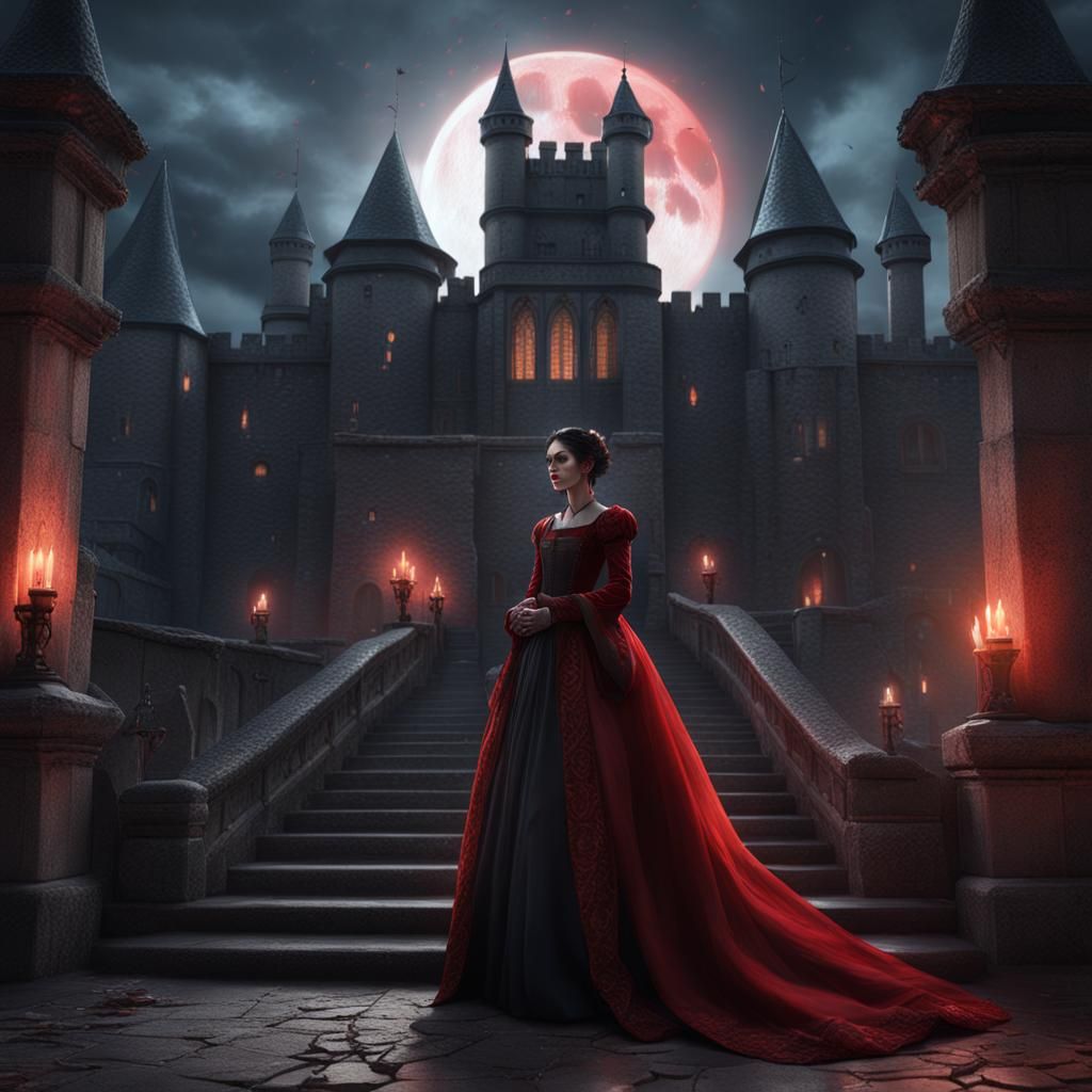Trending on Artstation, Etherial Female Vampire, Pale skin, ...
