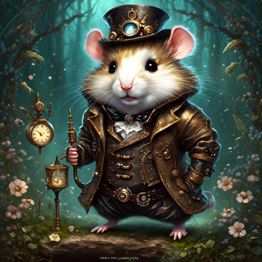 Little fluffy hamster Steampunk