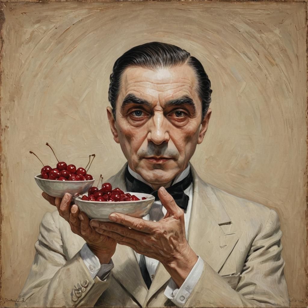 Bela Lugosi Cherries: An Impasto Style Portrait