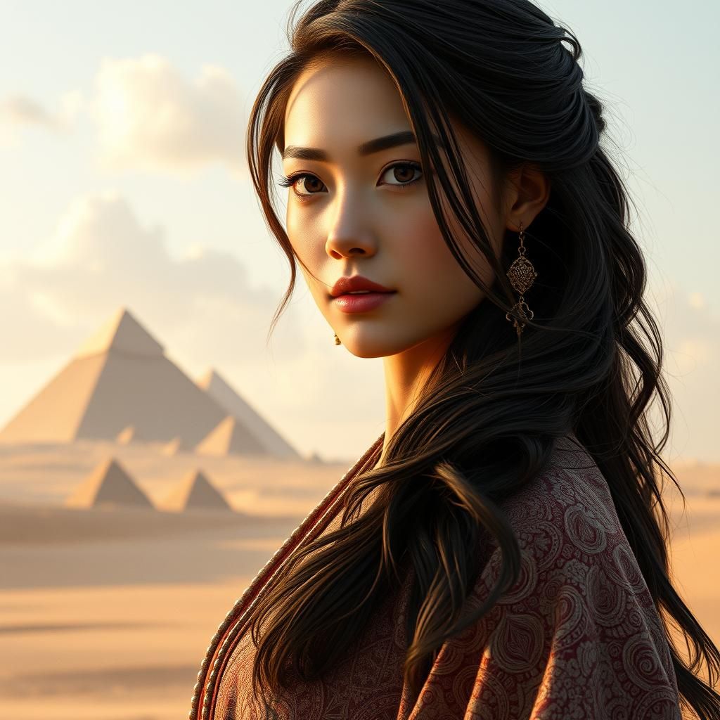 Beautiful Woman in Oriental Attire: Hyperrealistic 3D Render