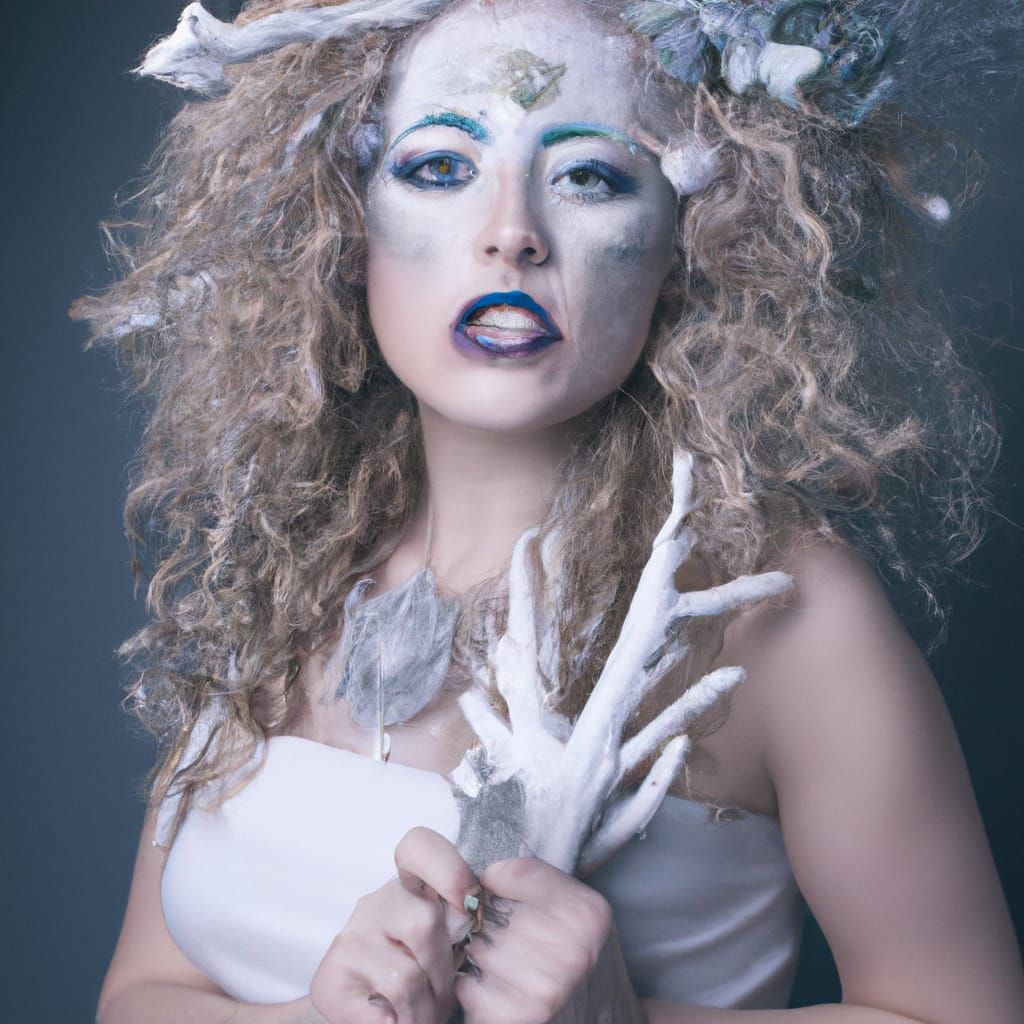 Enchanting Ice Witch Conjuring Winter Storm