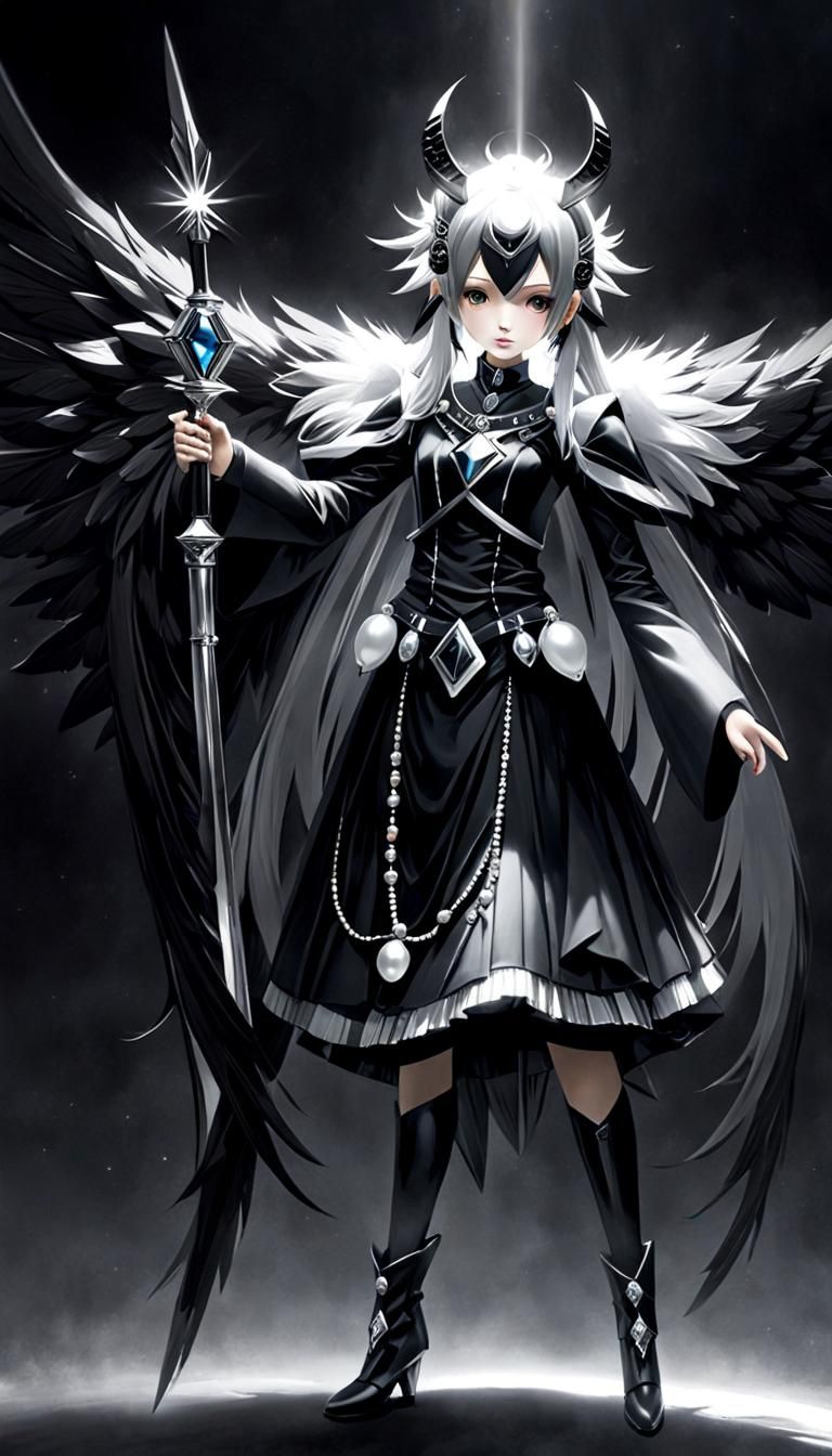 Monochrome Gemstone Portrait in Charcoal Drawing Style