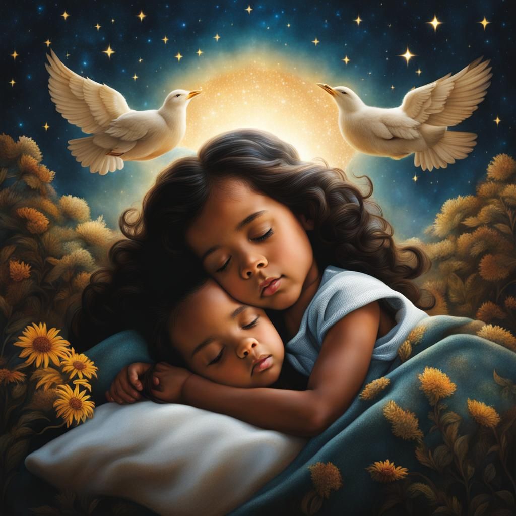 Serene Sleep in God's Hands: Digital Art