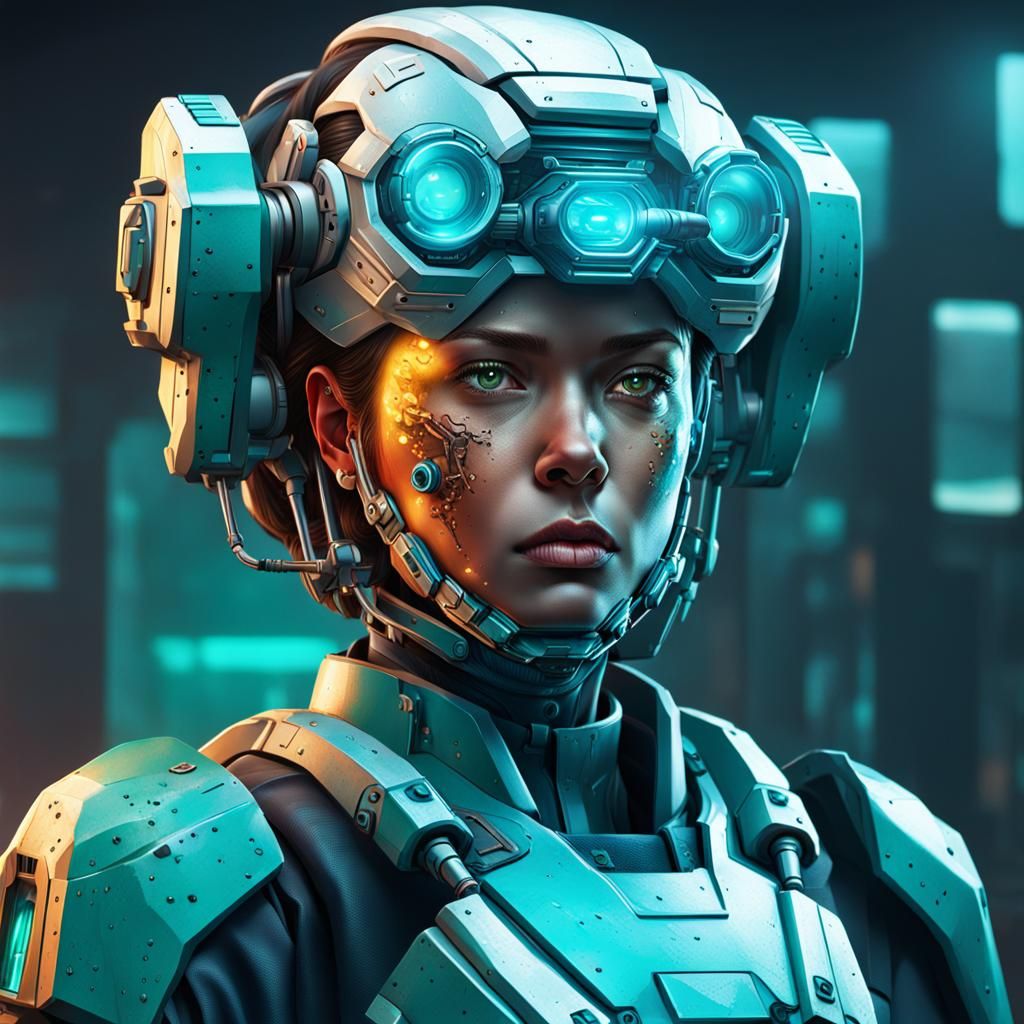 Mecha Female Surgeons Concept Art in Hyperrealism