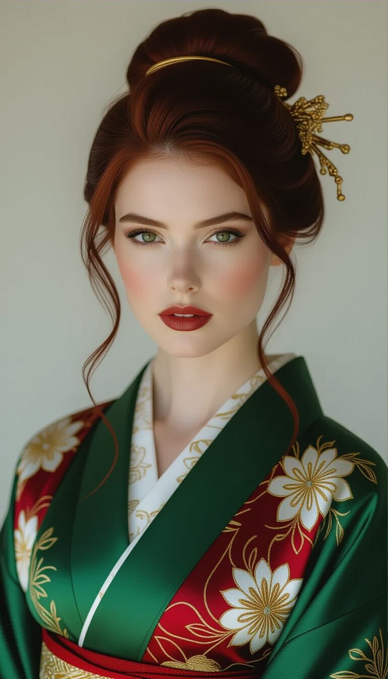 Elegant Woman in Kimono: Cinematic Portrait Photography