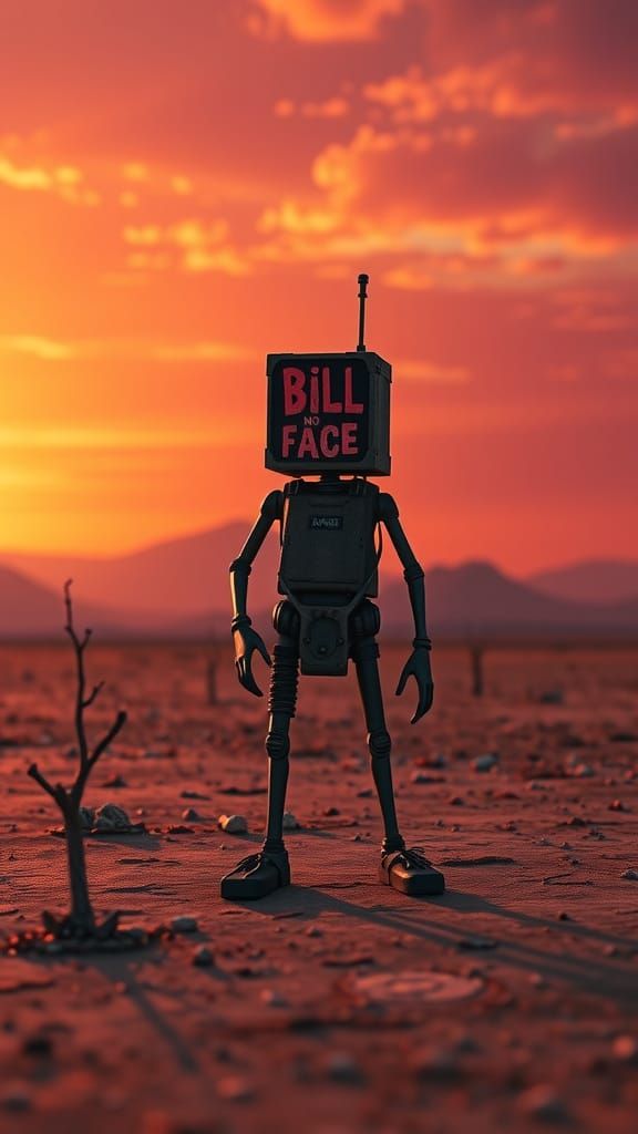 Barren Landscape Sunset with Bill No Face