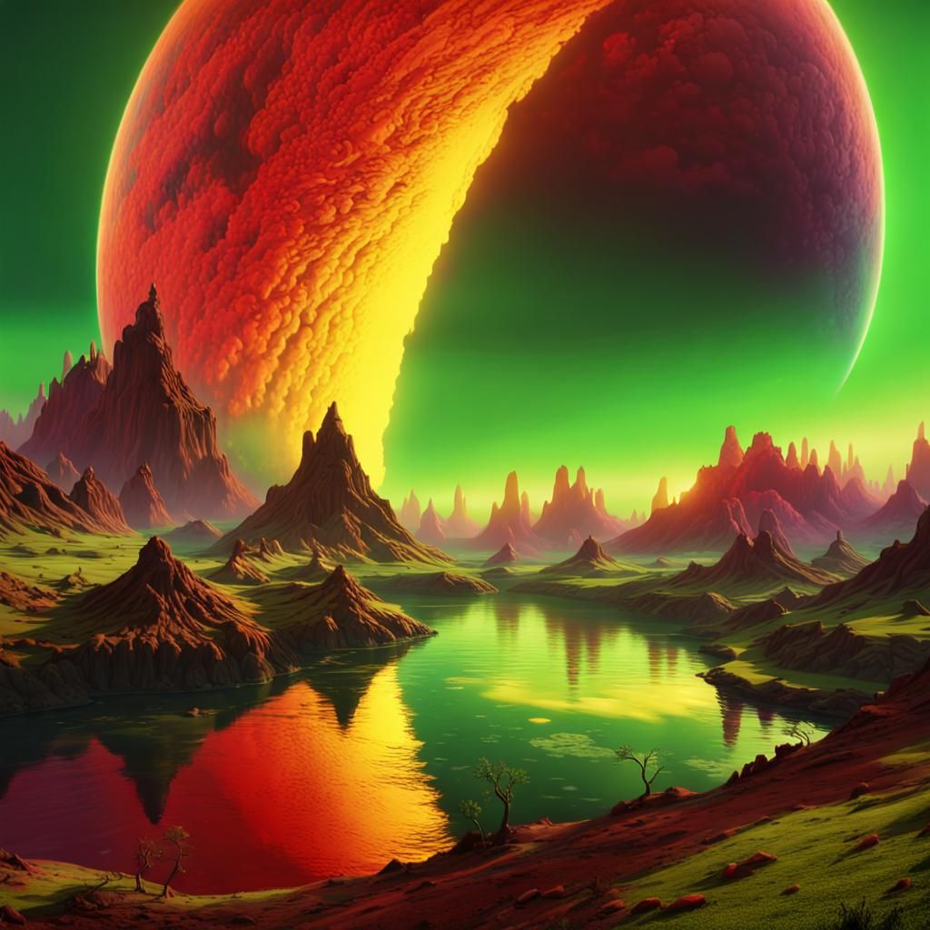 Green Planet Transforms in River Reflection