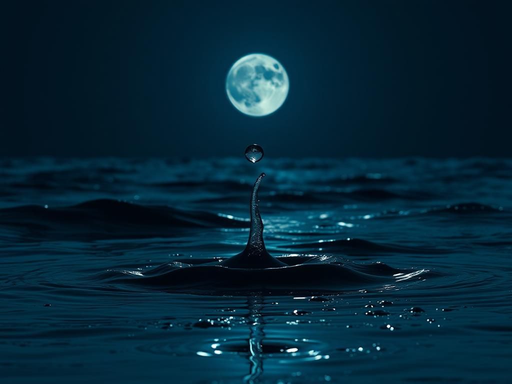 Anthropomorphic Teardrop Explosion Over Dark Ocean